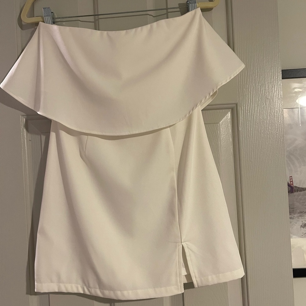 White strapless mini dress